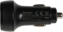 Автомобильное зарядное устройство HAMA H-183327,  USB-C, USB-C, 18Вт, 3A, черный [00183327]