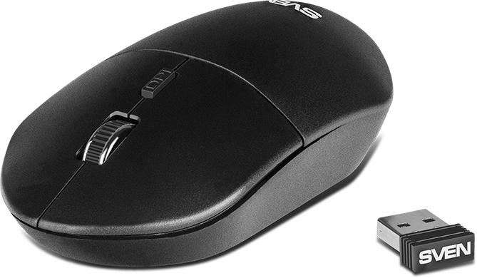 Беспроводная мышь Sven RX-515SW чёрная 2,4 GHz, 3+1кн. бесш. кн., 800-1600DPI, блист SV-019969