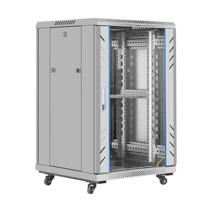 Шкаф телекоммуникационный 19" напольный 18U ExeGate EC-FS-18U.600.600.G.GREY 19”, 18U, 600x600x987mm ШхГхВ , передняя дверь закаленное стекло, задняя перфорированная дверь, EX300401RUS