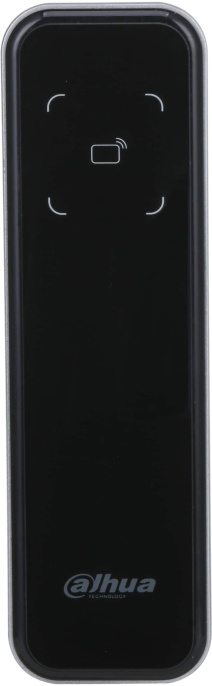 Считыватель карт Dahua DHI-ASR2200A-B (панель из закаленного стекла, бесконтактное считывание карт IC, связь через RS-485, порт Wiegand и Bluetooth, IP66)