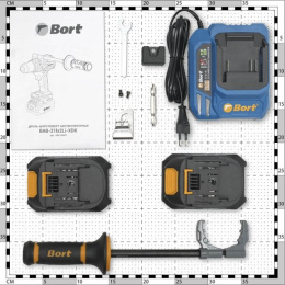 Bort ДРЕЛЬ-ШУРУПОВЕРТ АККУМУЛЯТОРНАЯ УДАРНАЯ BAB-21IX2LI-XDK 2 АКБ + ЗУ [93414943] { 18 В, 4 Ач, Li-lon, 2 Акк, аккумуляторная система Makita 18V LXT }