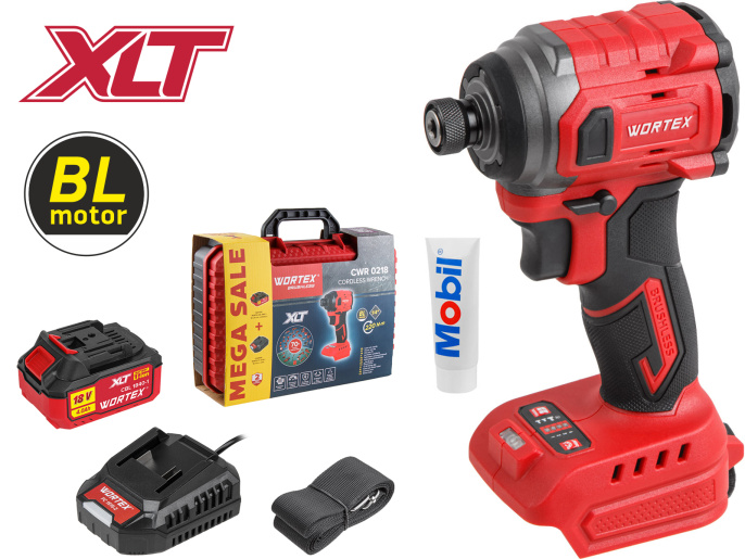 Аккум. ударный гайковерт/винтоверт WORTEX CWR 0218 в чем. XLT 1x4 А*ч, БЕСЩЕТ., 18 В, 220 Н*м 1329730