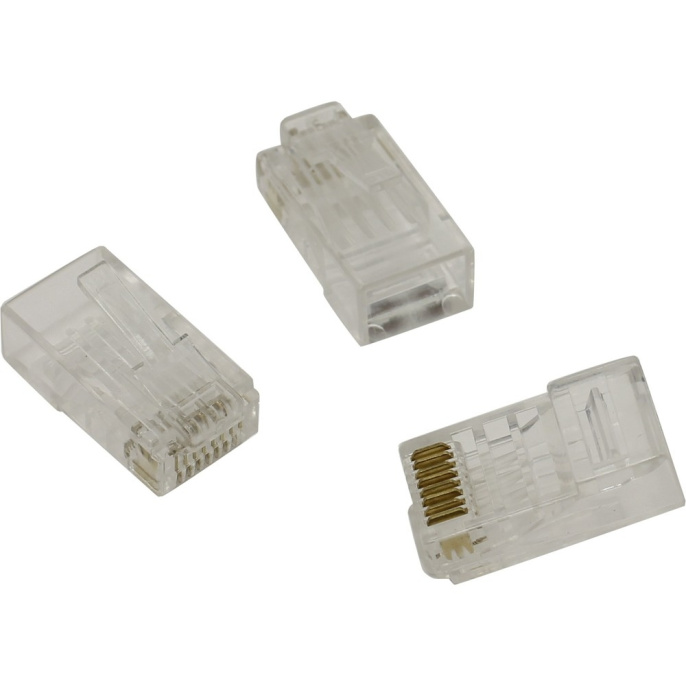 Коннектор ExeGate PL45-C6-8P8C-100 RJ-45 Кат.6 (8P8C) под одножильный кабель UTP, золотое напыление (100шт) EX283691RUS