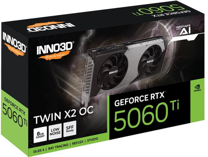 Видеокарта INNO3D RTX 5060 Ti Twin X2 OC//RTX5060Ti, HDMI, DP*3, 8G,D7 N506T2-08D7X-193075N