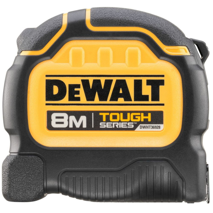 Рулетка DeWalt DWHT36928-0 амортизирующие резиновые вставки на корпусе, измерительная шкала: дюймы, сантиметры, цена деления: 1мм, ширина измерительной ленты: 32мм, класс точности: 2, длина измерения: 800cм