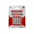 Rexant 30-1027 Батарейка алкалиновая AA/LR6, 1,5В, 4 шт, блистер
