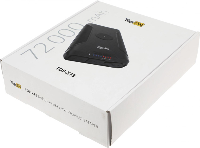 Мобильный аккумулятор TopON TOP-X73 72000mAh QC3.0/PD3.0/Qi 180W 5A USB-A/2xUSB-C беспров.зар. черный 103073