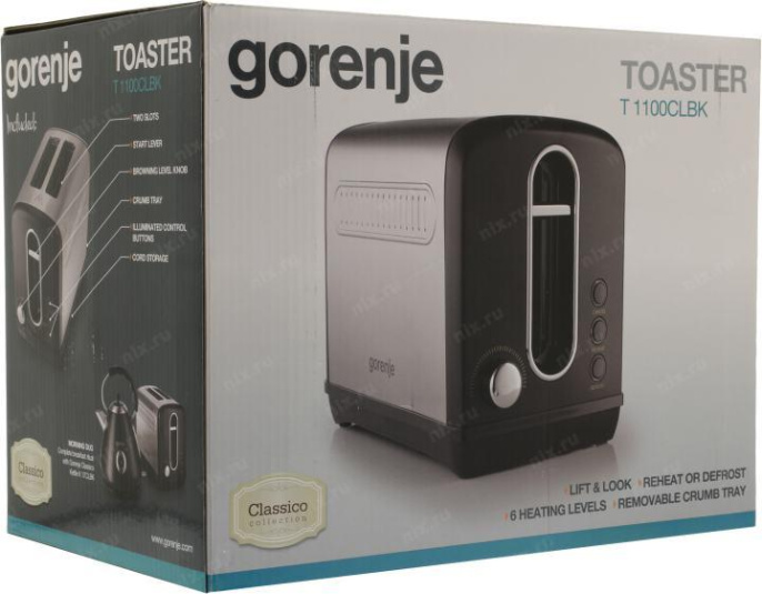 Тостер Gorenje T1100CLBK 860Вт черный