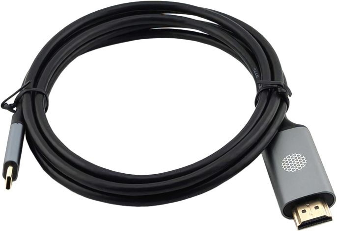 Кабель аудио-видео Cactus CS-USBC-HDMI-2-2,  USB Type-C (m) -  HDMI (m),  2м, GOLD,  черный