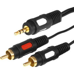 Rexant 17-4235 Шнур Стерео 3,5мм - 2 RCA, 5м, Gold