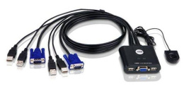 КВМ перевключатель ATEN 2-Port USB VGA Cable KVM Switch with Remote Port Selector CS22U-A7 CS22U-AT
