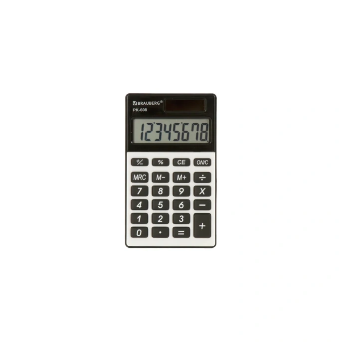Карманный калькулятор BRAUBERG PK-608 107x64 мм, 8 разрядов, двойное питание, серебристый 250518