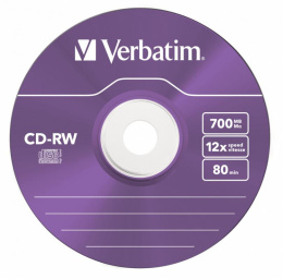 Оптический диск CD-RW Verbatim 700МБ 12x, 5шт., slim case, разноцветные [43167]