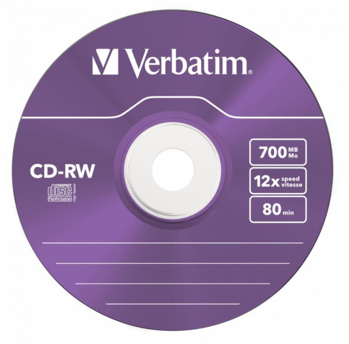Оптический диск CD-RW Verbatim 700МБ 12x, 5шт., slim case, разноцветные [43167]