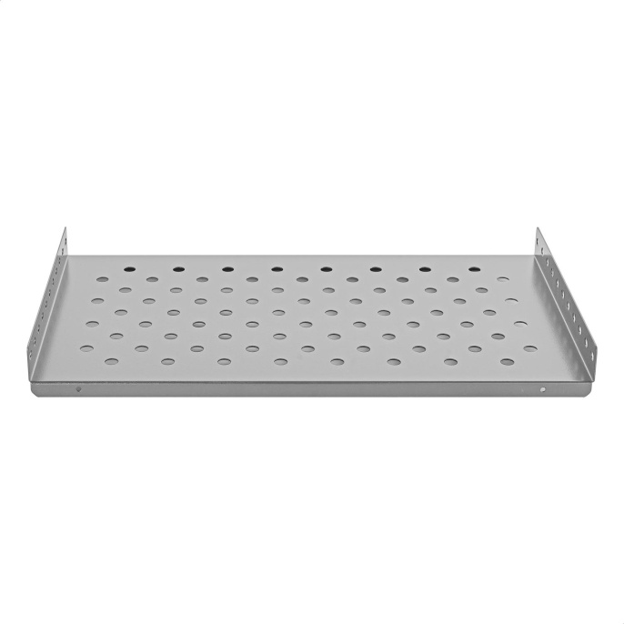 Полка стационарная 19" ExeGate ECSF-WM600-G (перфорированная, глубина 300мм, крепление 19" 1U, для настенных шкафов глубиной до 600мм, нагрузка до 50кг, цвет светло-серый RAL 7035) EX300300RUS