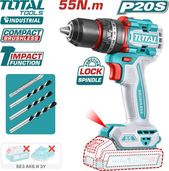 Дрель-шуруповерт ударная TOTAL TIDLI205581