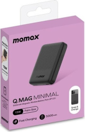 Внешний аккумулятор Momax IP122 Q.Mag Minimal 5000mAh Черный IP122D магнитный, функция быстрой зарядки, индикатор заряда, 2хUSB Type-C, совместимость: устройства Apple iOS iPhone 12–16 серий, Apple
