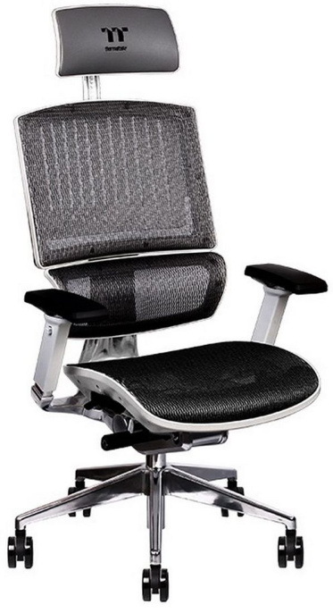 Офисное кресло Thermaltake CyberChair E500 Белый (GGC-EG5-BWLFDM-01) (материал сиденья: сетка, материал спинки: сетка, крестовина: металлическая, максимальная нагрузка: 150 кг, регулируемый наклон спинки, регулировка подголовника, материал подголовника: и