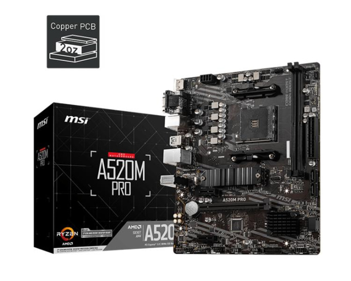 Материнская плата MSI A520M PRO, Socket AM4, AMD A520, mATX, Ret