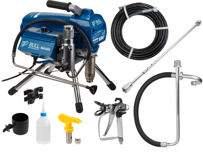 Безвоздушный окрасочный аппарат BULL BAS 2223 в кор. БЕСЩЕТ., 1300 Вт, 2,3 л/мин, 220 Бар 1304755