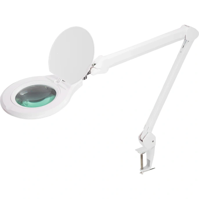 Лупа на струбцине REXANT круглая, 5D, с подсветкой, 72 SMD, сенсорный регулятор яркости, диаметр 152 мм, белая 31-0532