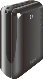 Мобильный аккумулятор Digma DGPF10D 10000mAh QC3.0/PD3.0 22.5W 5A 2xUSB-A/USB-C черный/золотистый DGPF10D22PBK