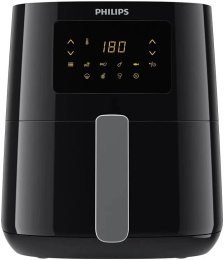 Аэрогриль Philips HD9252/70 1400 Вт, рабочий объем колбы: 4.1 л, нагревательный элемент: металлический ТЭН , управление: сенсорное, автоотключение при перегреве, цвет: черный