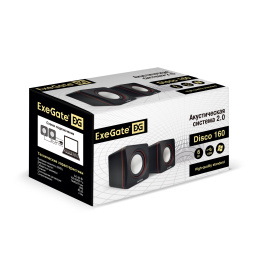 Акустическая система 2.0 ExeGate Disco 160 (питание USB, 2х3Вт (6Вт RMS), 100-20000Гц, черный, Color Box) EX287050RUS