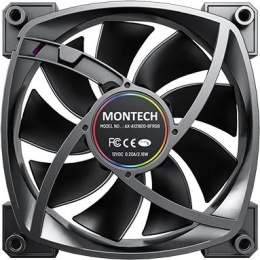 Вентилятор MONTECH AX120 120мм, 4-pin, 1600об/мин, 27 дБ, ARGB, черный, Ret [ax120 pwm black]