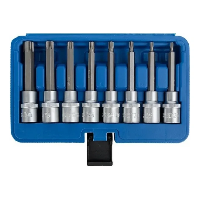 Набор головок со вставкой TORX 1/2" DR, длина 100 мм, 8 предметов VERTUL VR50190