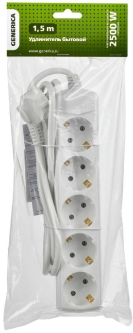 Сетевой удлинитель IEK У05, 1.5м, белый [wyp10-10-05-d15-z-g]