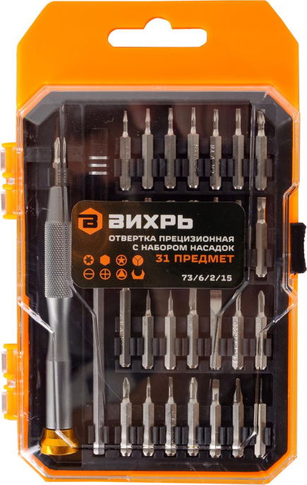 Отвертка с насадками  Вихрь 73/6/2/15, 31 предмет, в жестком кейсе