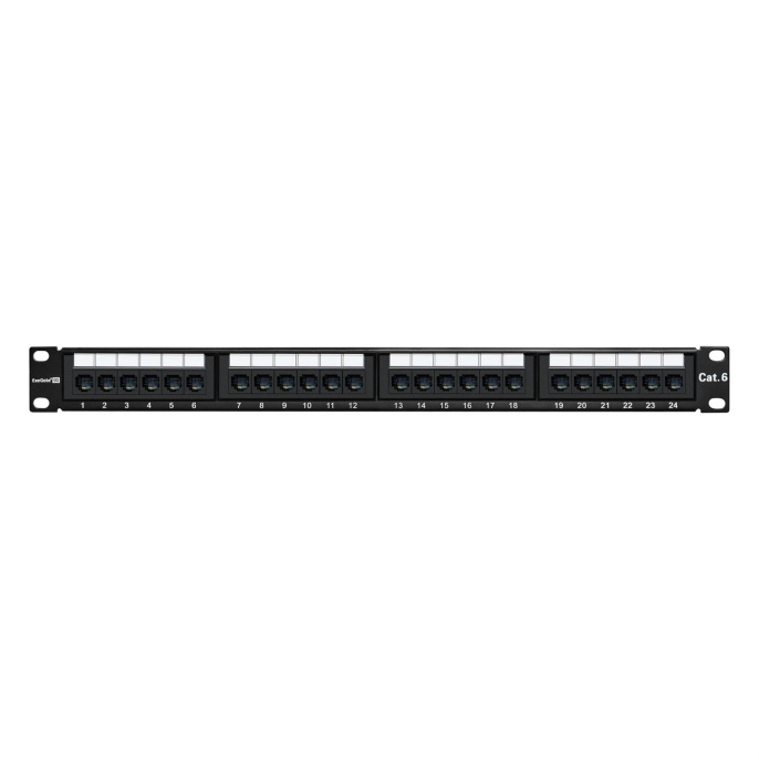 Патч-панель ExeGate EPP3-19-24-8P8C-C6-110D (19", UTP, 24 port, cat.6, KRONE&110(dual IDC), 1U, RoHS, Black, RTL) EX281080RUS