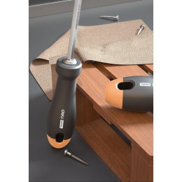 Двухсторонняя отвертка "Home Series Gray" Deli HT1055C SL5+PH1, Bad Pack длина жала 100мм, эксклюзивный дизайн, рукоятка из высококачественного софттач пластика