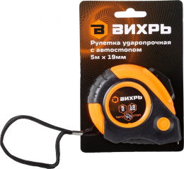 Рулетка строительная Вихрь 73/11/1/5,  5м x  19мм,  с автостопом