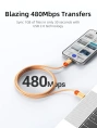 Кабель USB CABLETIME CUP4H (CT-CM60-PBW1) черный, 1 м, 60 Вт