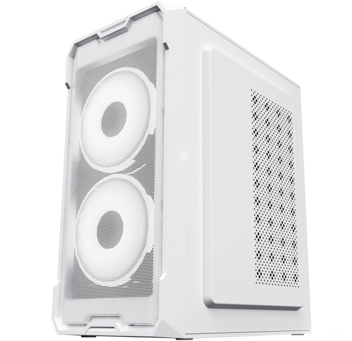Корпус mATX Oklick OCC-MN302F, Mini-Tower, без БП, белый