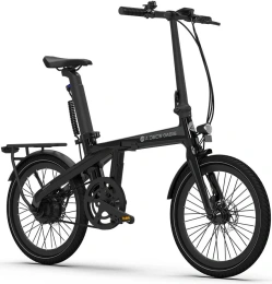 ADO Air Carbon черный Складной городской электровелосипед, колеса 20"x 1,75", двигатель 350 Вт, 35 Нм, аккумулятор в подседельном штифте 36 В, 9,6 Ач 345,6 Втч, датчик крутящего момента, скорость 30 км/ч, пробег 50 км, амортизационная вилка, ременной прив
