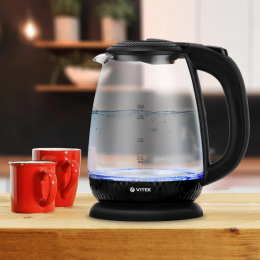 Чайник электрический Vitek VT-7074, 1.7л, стекло/пластик