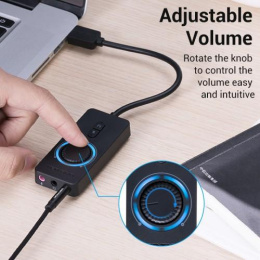 Внешняя звуковая карта Vention USB c регулятором громкости Черная CDRBB