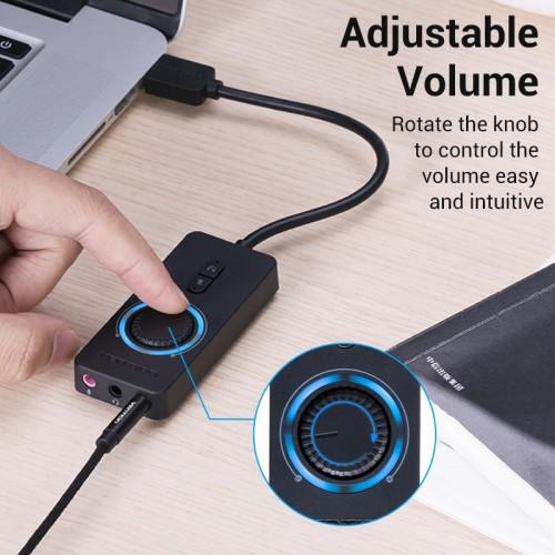 Внешняя звуковая карта Vention USB c регулятором громкости Черная CDRBB