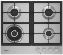 Газовая варочная панель Indesit THPM 642 W/IX/I, 4 конфорки, нержавеющая сталь, серебристый