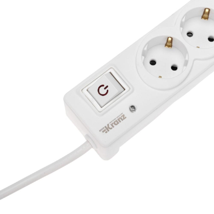 Сетевой фильтр KRANZ 13-4700, 3м, белый