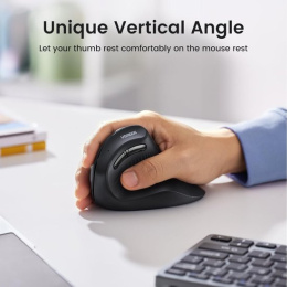 Беспроводная компьютерная мышь вертикальная UGREEN MU008 25444 Wireless Vertical Mouse 2.4 GHz&BT. Цвет: черный (25444_)