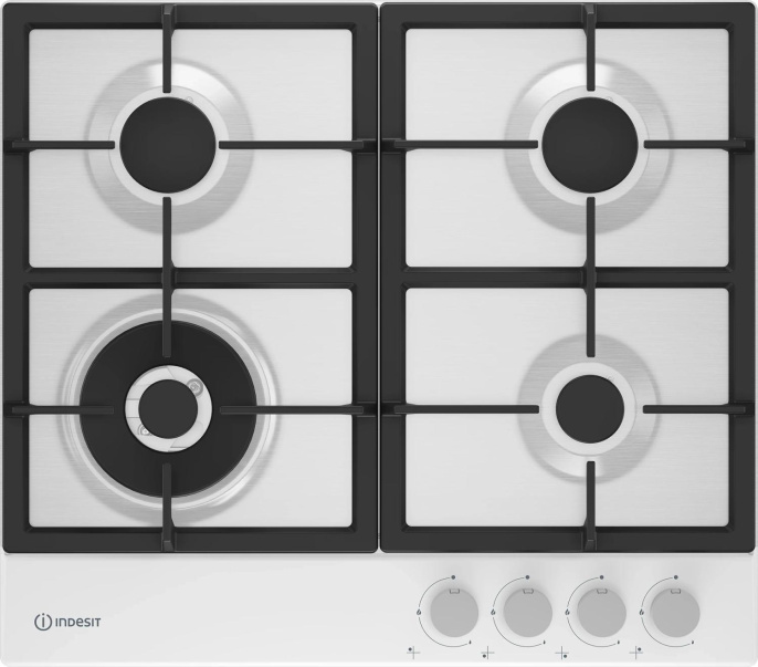 Газовая варочная панель Indesit THPM 642 WS/WH/I, 4 конфорки, металл, белый