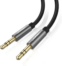 Кабель UGREEN AV119-10735 AUX 3.5mm M to AUX 3.5mm M , позолоченные коннекторы, Качество стереозвука Hi-Fi, силиконовый круглый, 2m, Black