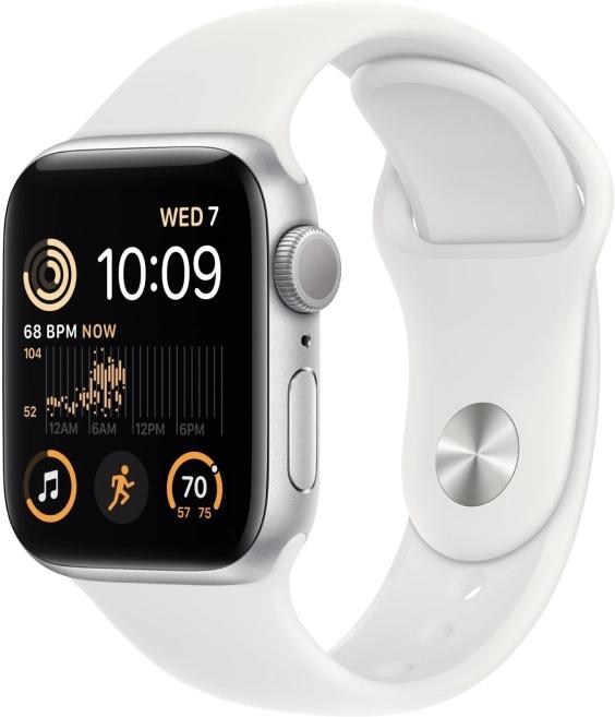 Смарт-часы Apple Watch SE 2022 A2723 44мм OLED корп.серебристый рем.белый разм.брасл.:M/L MNTJ3LL/A