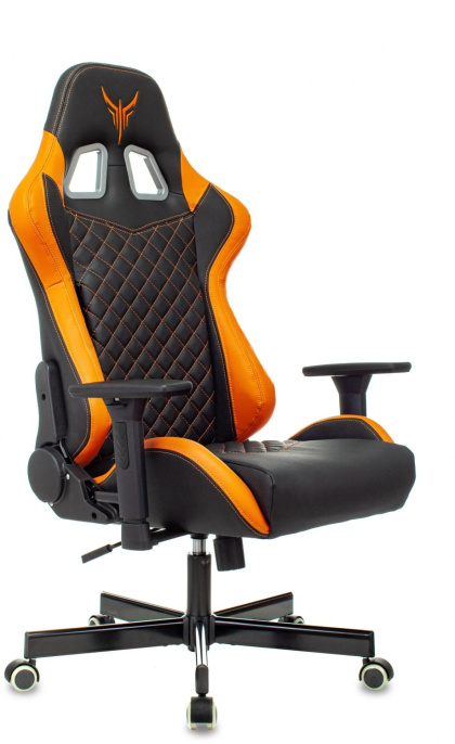 Кресло игровое Knight Armor черный/оранжевый ромбик экокожа с подголов. крестов. металл