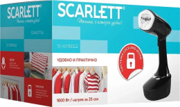 Отпариватель Scarlett SC-GS135S22 (ручной, 1600 Вт, резервуар для воды: 400 мл, готовность к работе: 25 сек, фиксация подачи пара, насадка-щетка, покрытие подошвы: сталь, цвет: черный)