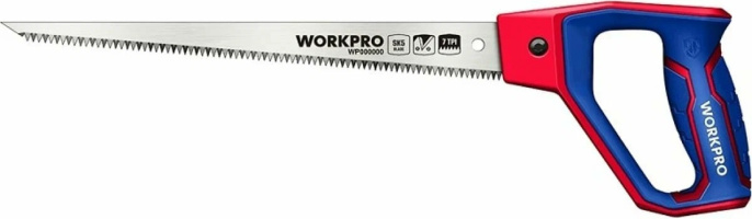 Ножовка WorkPro WP215018 300мм (для отверстий, эргономичная ручка, прочное пильное полотно толщиной 65 мм со шлифовальными зубьями, подходит для резки дерева, бамбука, ПВХ и других материалов)